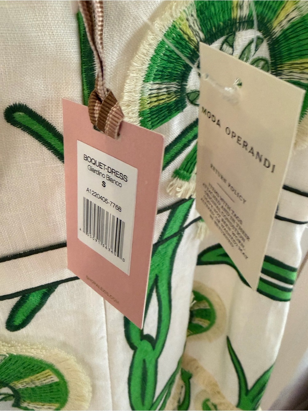 Alexis Cream & Green Floral Linen Slip Dress - Picture 5 of 11